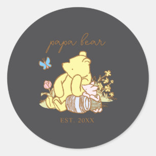 Clic Papa Bear New Dad  Classic Round Sticker