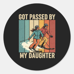 Clic Ski Couple Got Ped By My Daughter Retro Style Classic Round Sticker