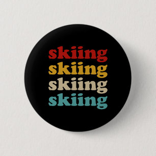 Clic Skiing Typography Ski Dad Design Retro Skiing 6 Cm Round Badge