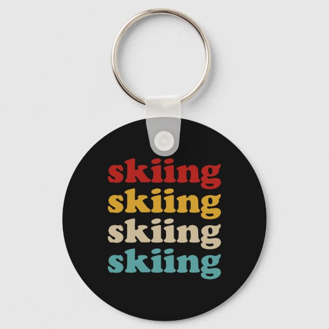 Clic Skiing Typography Ski Dad Design Retro Skiing Key Ring (Front)