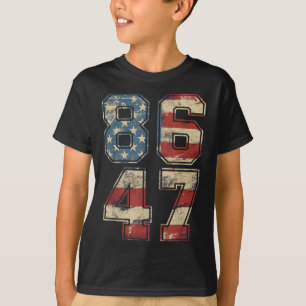Clic Vintage 80s Style 86 47 Anti Trump Usa Flag  T-Shirt