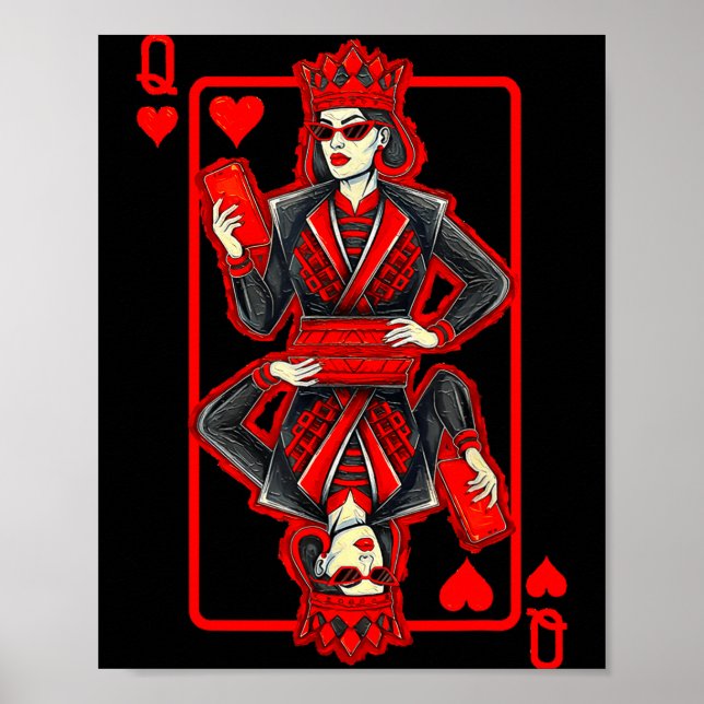 Clic Whimsical Queen Of Hearts Sungles Playing Car Poster (Front)