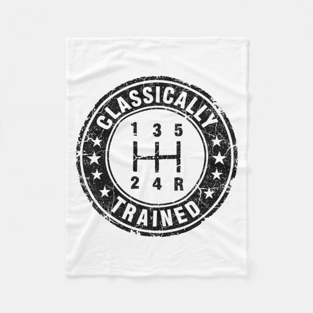Clically Trained Car Guy Manual Transmission Stick Fleece Blanket (Front)