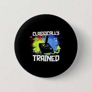 Clically Trained Video Game Retro Gaming Joystick  6 Cm Round Badge