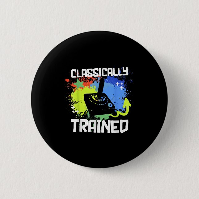 Clically Trained Video Game Retro Gaming Joystick  6 Cm Round Badge (Front)