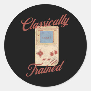 Clically Trained Vintage Retro Video Game Handheld Classic Round Sticker