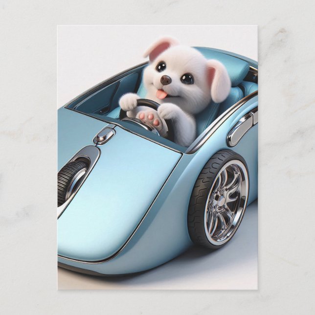 Click and Vroom: Puppy Driver Edition Postcard (Front)