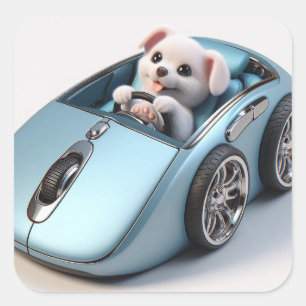 Click and Vroom: Puppy Driver Edition Square Sticker