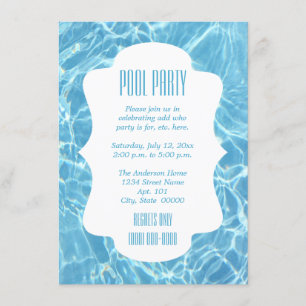 Click Customise It to change size - Pool Party Invitation
