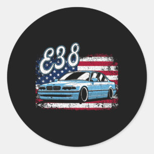 Click For More E38 4th Of July American Retro Classic Round Sticker