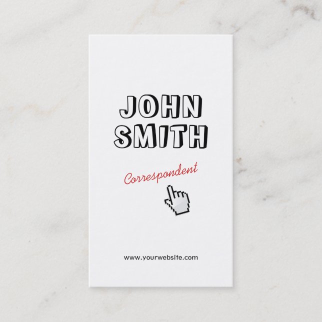 Click! Outline Text Correspondent Business Card (Front)
