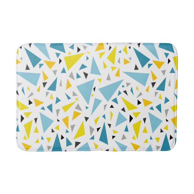 Click to favourite design  Yellow and blue triangl Bath Mat (Front)