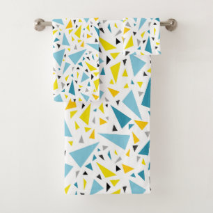 Click to favourite design Yellow and blue triangl Bath Towel Set