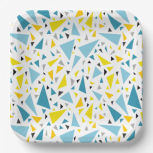 Click to favourite design  Yellow and blue triangl Paper Plate