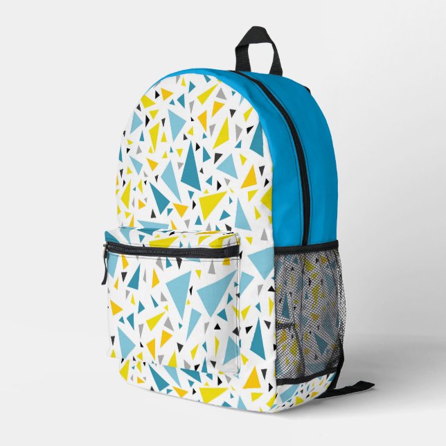 Click to favourite design  Yellow and blue triangl Printed Backpack (Back Corner Right)