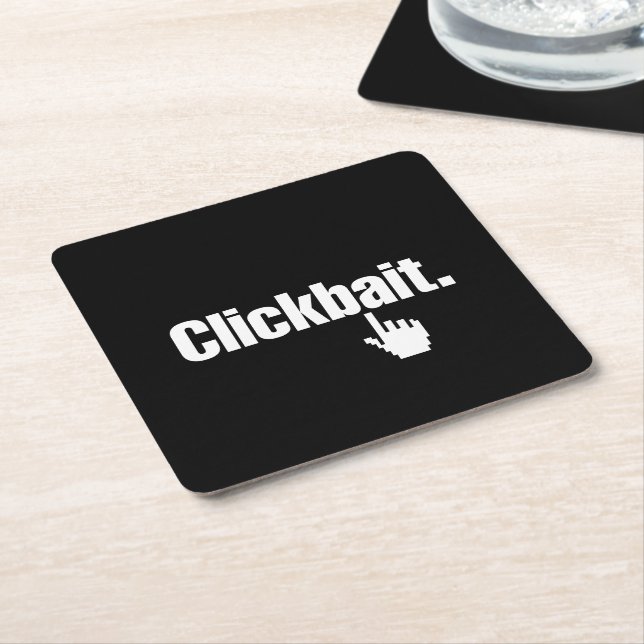 Clickbait. Square Paper Coaster (Angled)