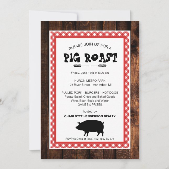 Client Appreciation Pig Roast BBQ Party Invitation (Front)