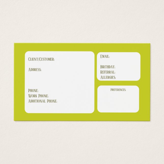 Client Card (Front)