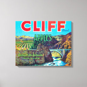 Cliff Apple Label - Chelan Falls, WA Canvas Print