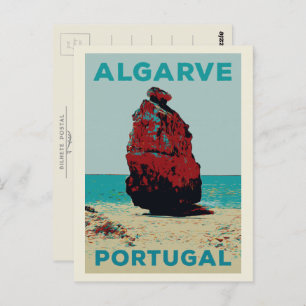 Cliff coast illustration Algarve Portugal Postcard