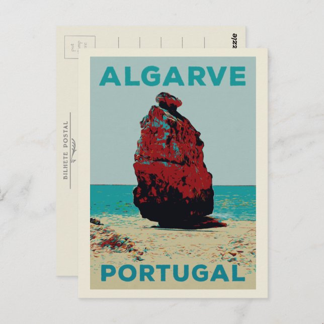 Cliff coast illustration Algarve Portugal Postcard (Front/Back)