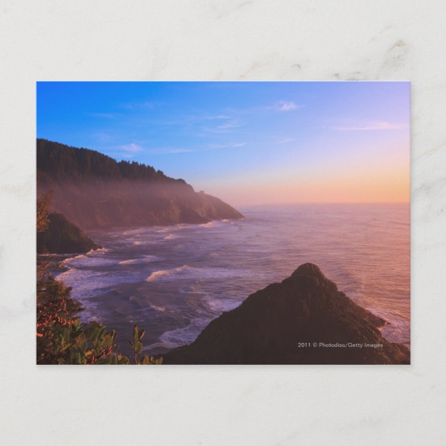 Cliff Coastal View In Oregon at Sunset Postcard (Front)