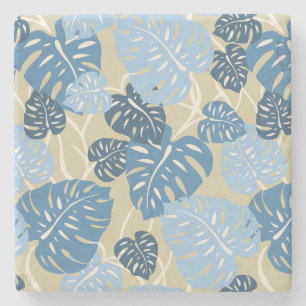 Cliff Hanger Hawaiian Leaf Print Tiki Bar Coasters