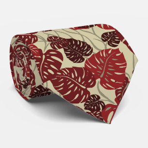 Cliff Hanger Hawaiian Monstera Leaf 2-sided Print Tie