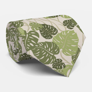 Cliff Hanger Hawaiian Monstera Leaf 2-sided Print Tie