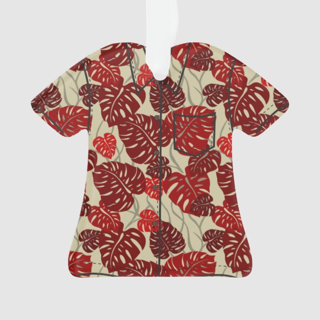 Cliff Hanger Hawaiian Monstera Leaf Aloha Shirt Ornament (Front)