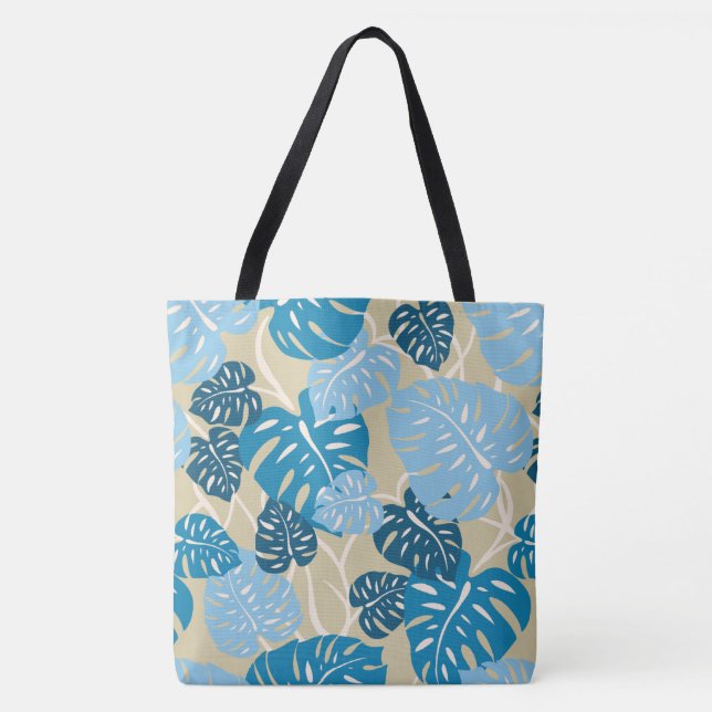 Cliff Hanger Hawaiian Monstera Leaf Beach Bag (Front)
