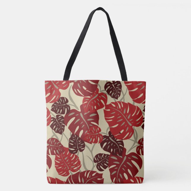 Cliff Hanger Hawaiian Monstera Leaf Beach Bag (Front)