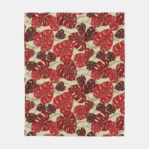 Cliff Hanger Hawaiian Monstera Leaf Fleece Blanket