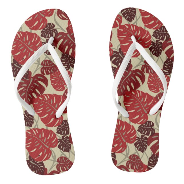 Cliff Hanger Hawaiian Monstera Leaf Flip Flops (Footbed)
