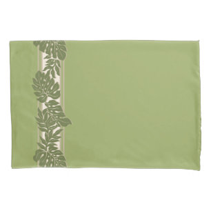 Cliff Hanger Hawaiian Monstera Leaf Green Pillowcase