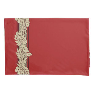 Cliff Hanger Hawaiian Monstera Leaf Red Pillowcase