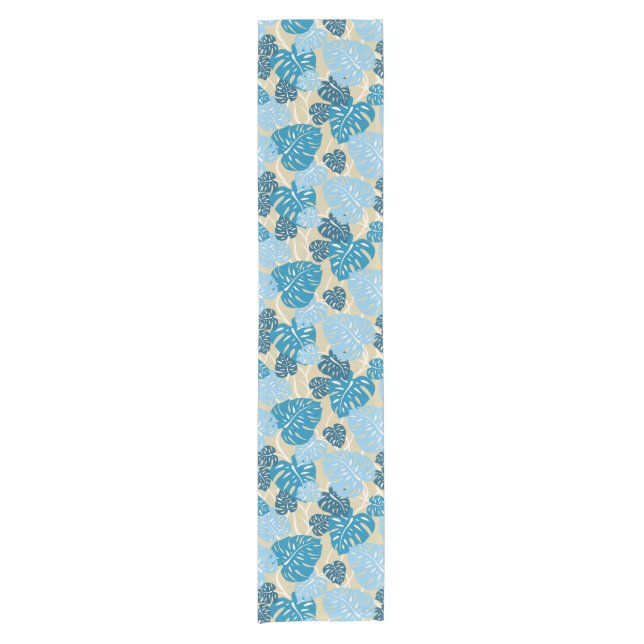 Cliff Hanger Hawaiian Monstera Leaf Short Table Runner (Front)