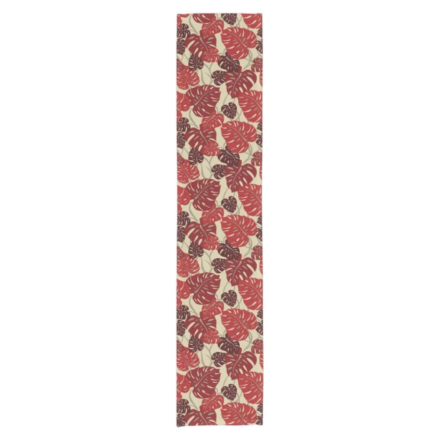 Cliff Hanger Hawaiian Monstera Leaf Short Table Runner (Front)