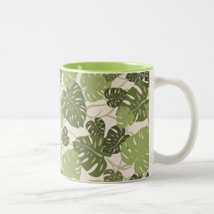Cliff Hanger Hawaiian Monstera Leaf Two-Tone Coffee Mug