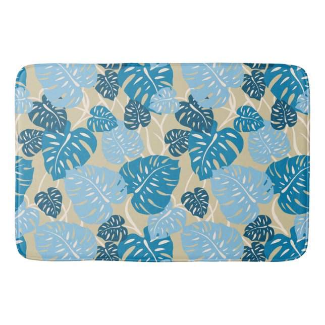 Cliff Hanger Hawaiian Tropical Monstera Leaf Bath Mat (Front)