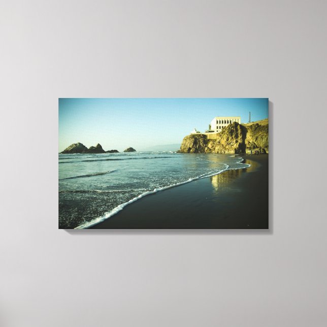 Cliff House, Beach. Canvas Print (Front)