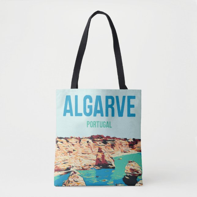 Cliff in Lagoa coast Algarve Portuga illustration  Tote Bag (Front)