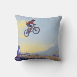 Cliff Jumping BMXer- BMX Rider Design Cushion