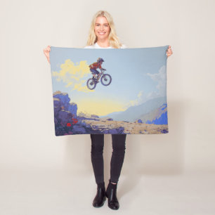 Cliff Jumping BMXer- BMX Rider Design Fleece Blanket