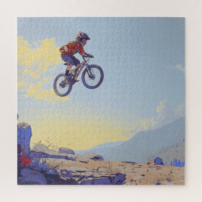 Cliff Jumping BMXer- BMX Rider Design Jigsaw Puzzle (Vertical)