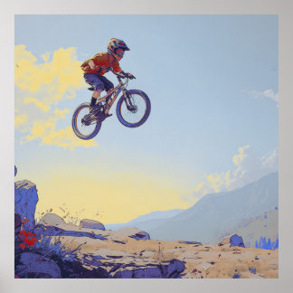 Cliff Jumping BMXer- BMX Rider Design Poster