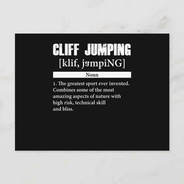 Cliff Jumping Definition Cliff Diving Gift Postcard (Front)