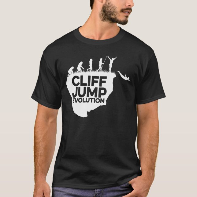 Cliff Jumping Evolution Graphic Cliff Jumper Tombs T-Shirt (Front)