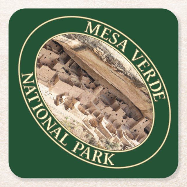 Cliff Palace at Mesa Verde National Park in CO Square Paper Coaster (Front)