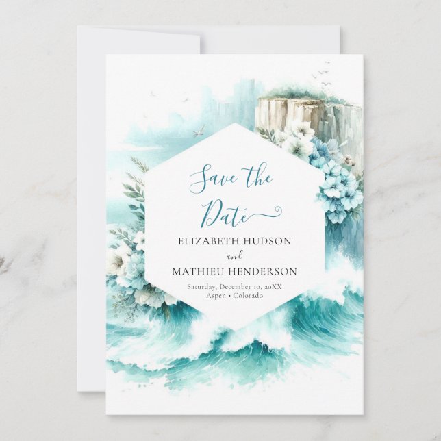 Cliff Typography Nautical Wedding Save The Date (Front)